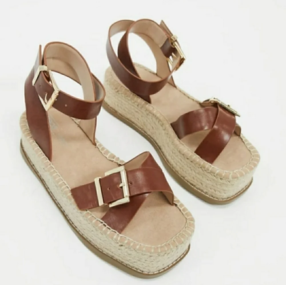 ASOS Design Tina Chunky Buckle Espadrille Shoes NEW
